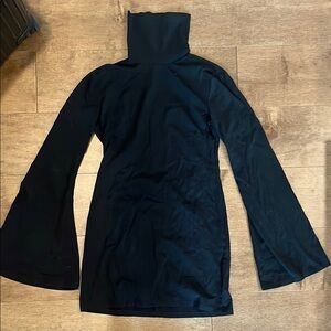 Black Turtleneck Dress with Flared Sleeves